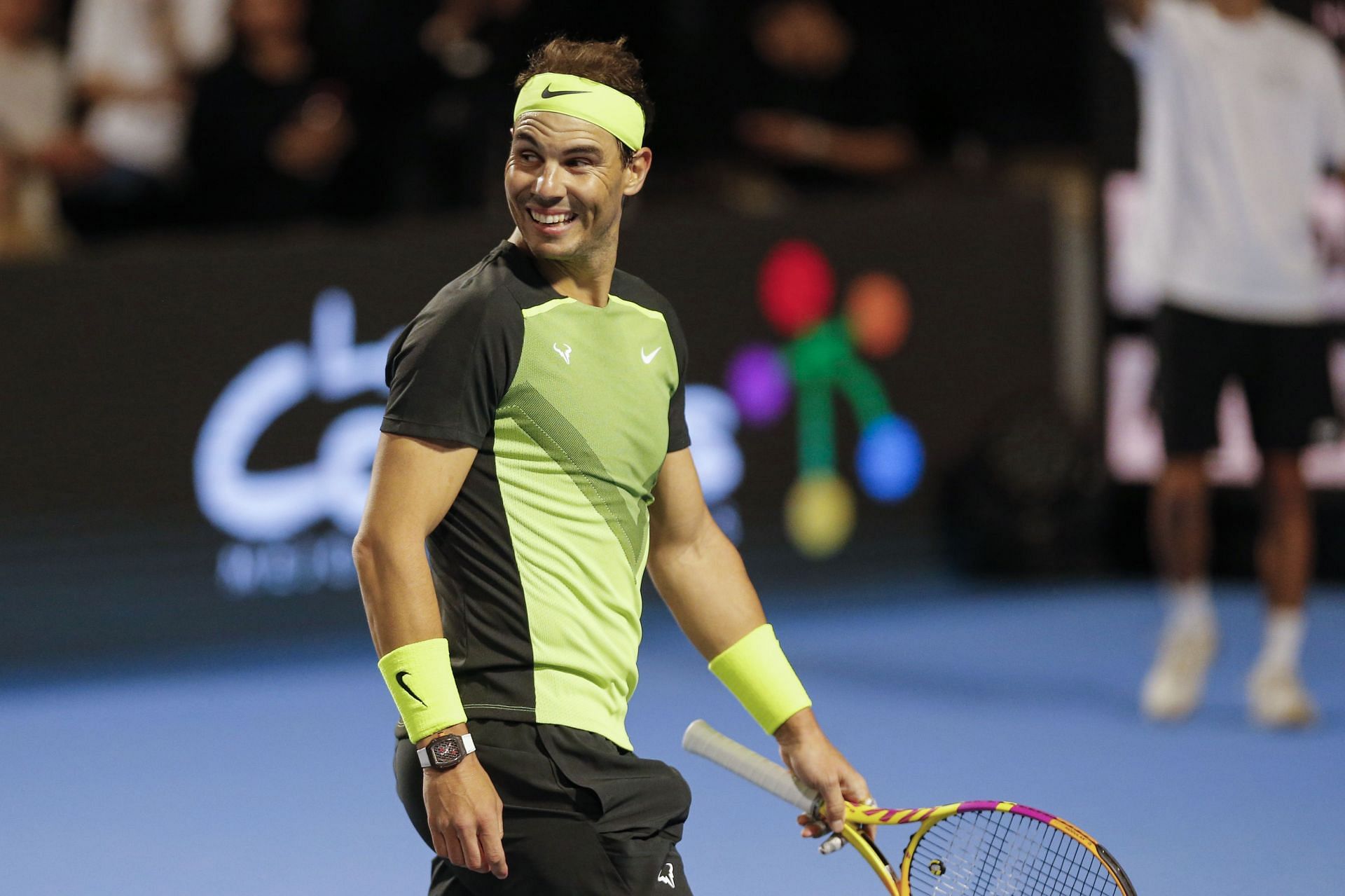 Rafael Nadal durante un partido de exhibición en Santiago de Chile