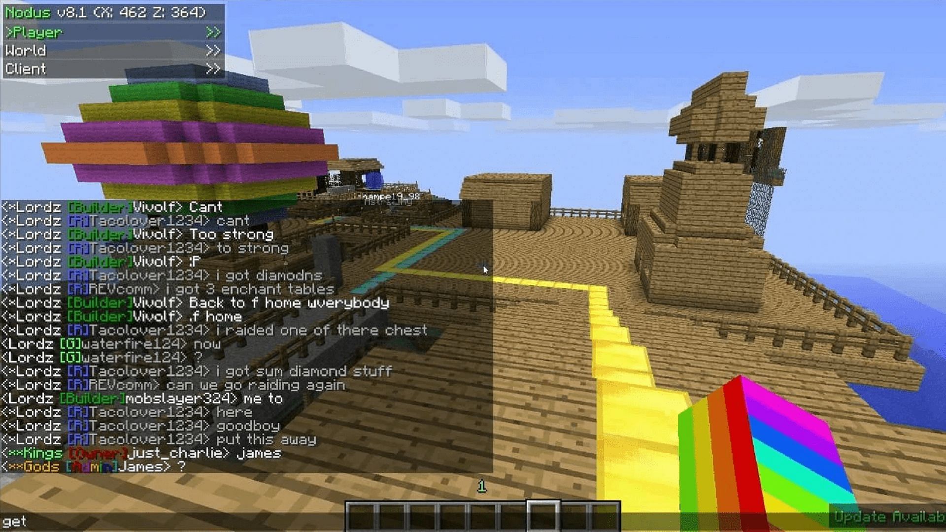 Plugins running concurrently on a Minecraft world (Image via Mojang)