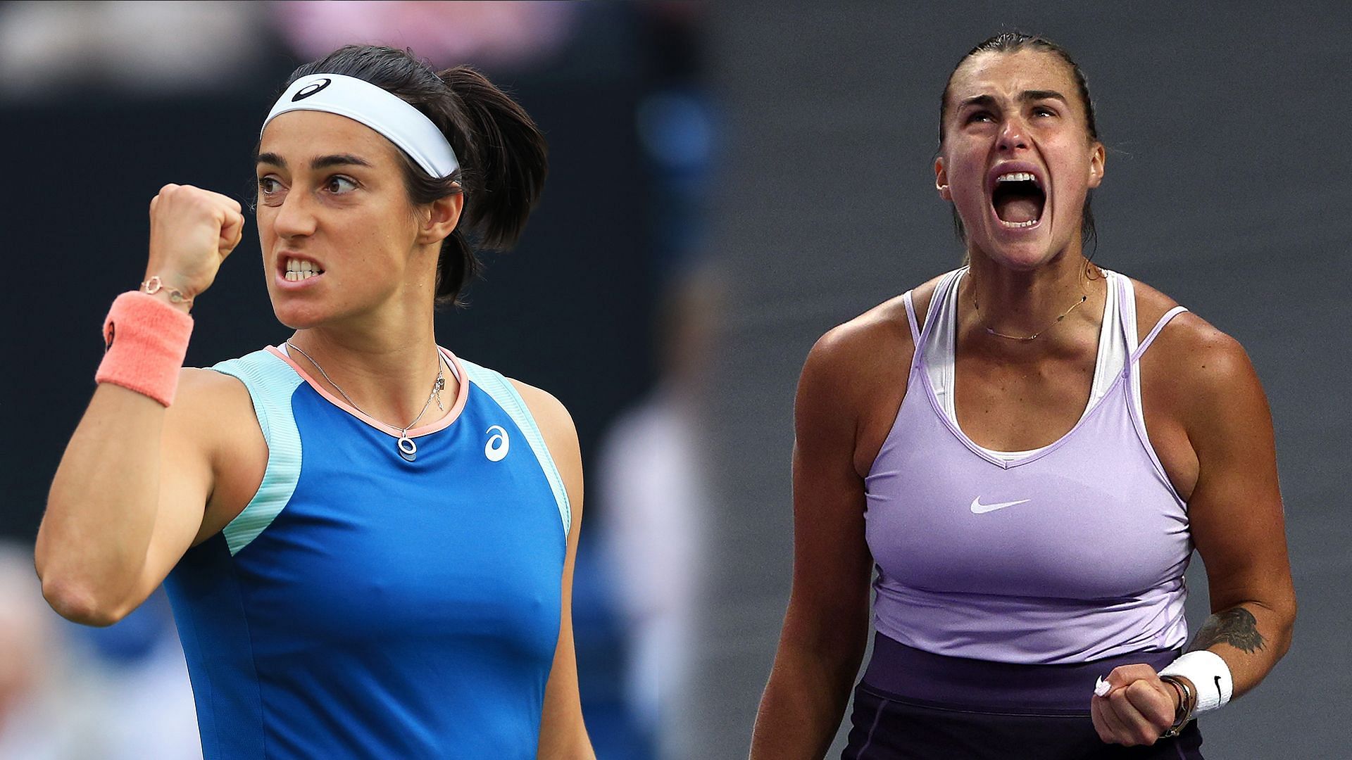 Caroline Garcia (L) and Aryna Sabalenka.