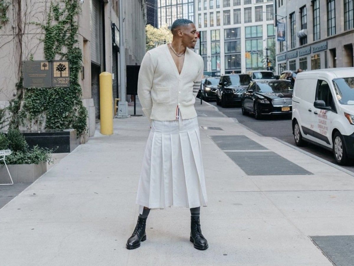 Russell Westbrook displays his eccentric fashion choices [Source: Fadeaway World]