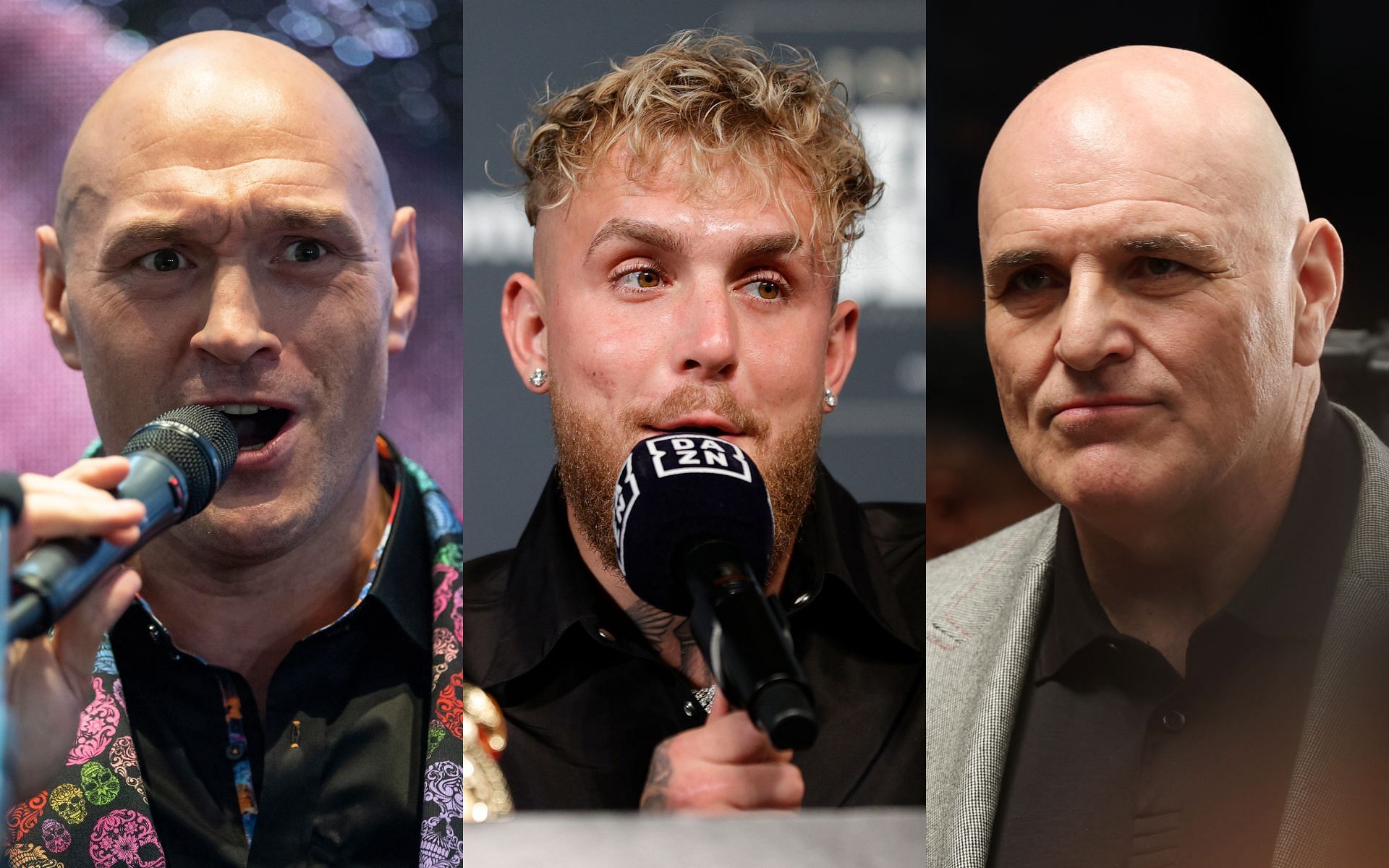 Tyson Fury (Left), Jake Paul (Middle), and John Fury (Right)