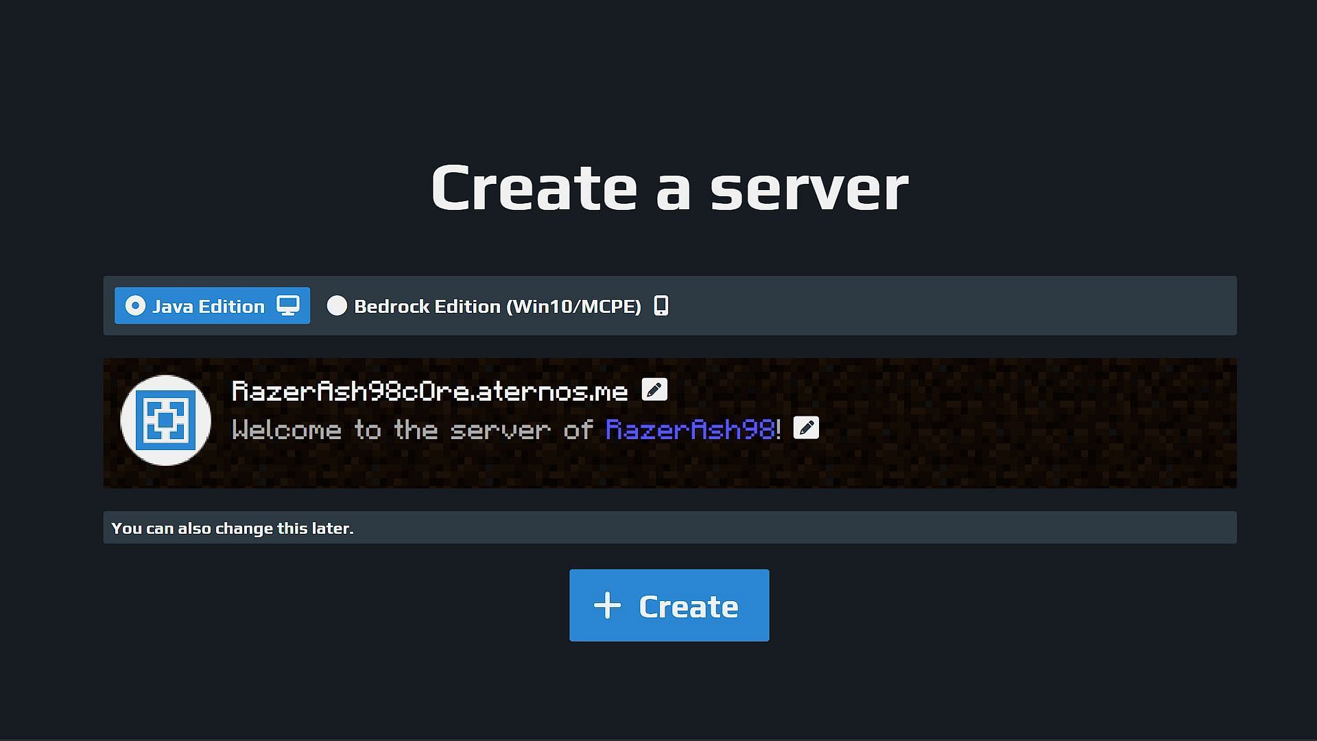 Creating a Minecraft server is extremely easy on Aternos (Image via Sportskeeda)