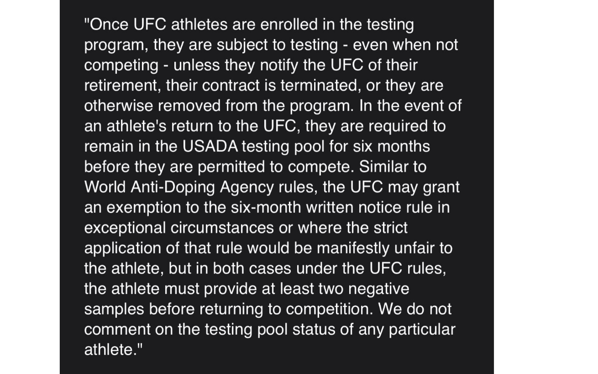 Screenshot of Aaron Bronsteter&#039;s tweet containing USADA statement