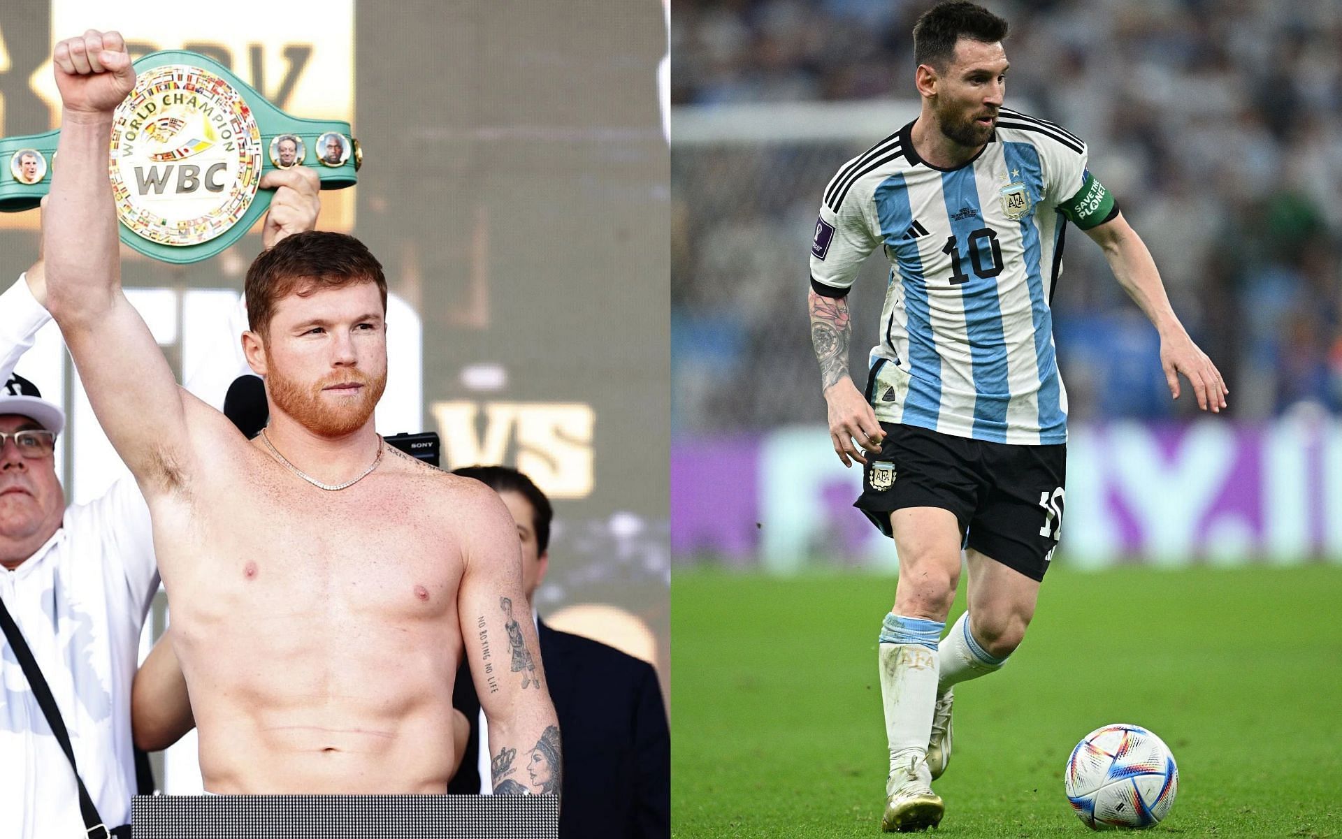Canelo Alvarez (L), and Lionel Messi (R).