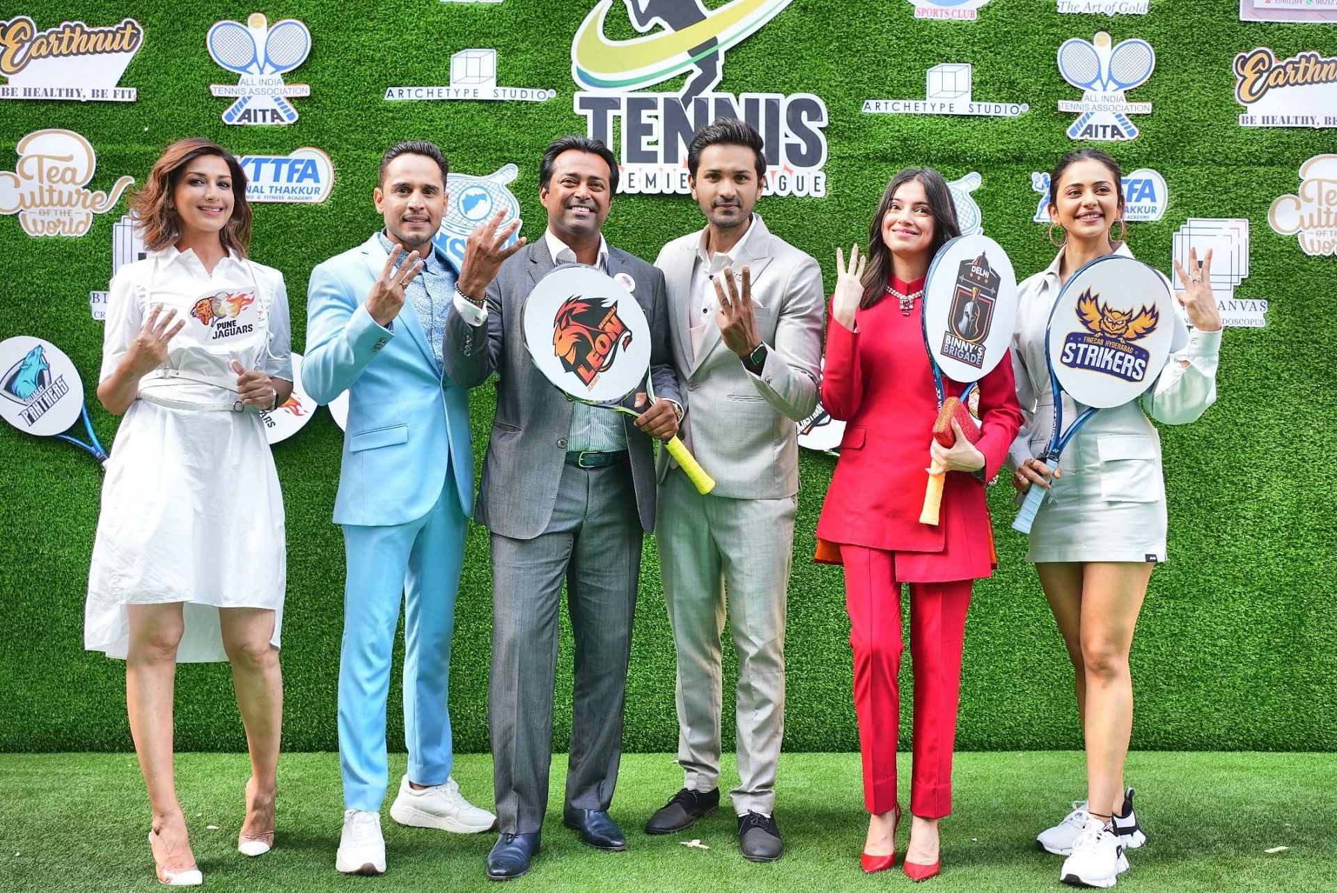 Tennis Premier League Co-Founders Kunal Thakkur and Mrunal Jain alongside the League