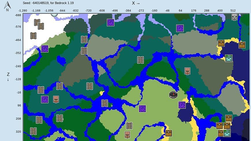 This seed has lots of sprawling rivers for players to explore (Image via Chunkbase)
