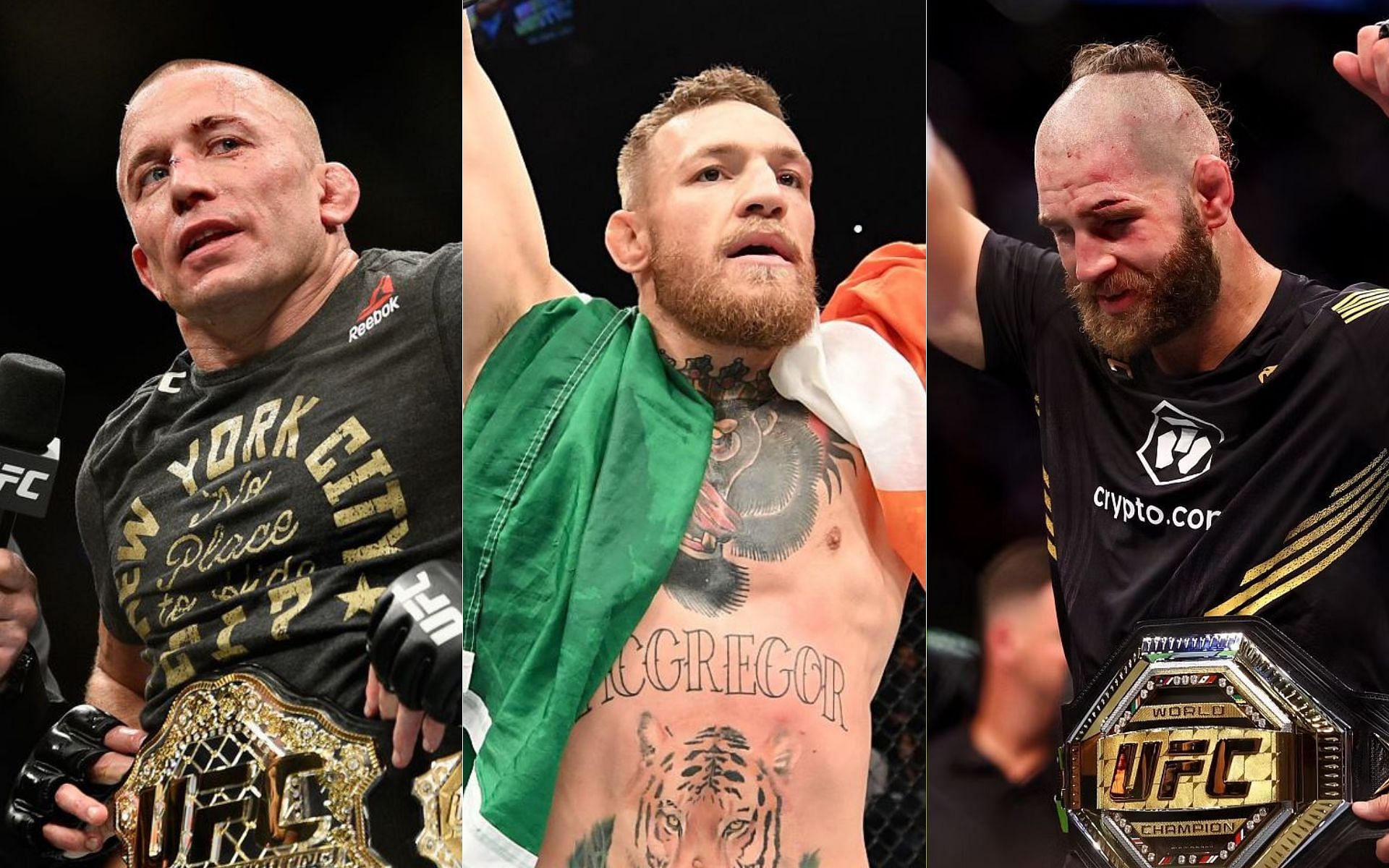 Georges St-Pierre (left), Conor McGregor (centre), Jiri Prochazka (right)