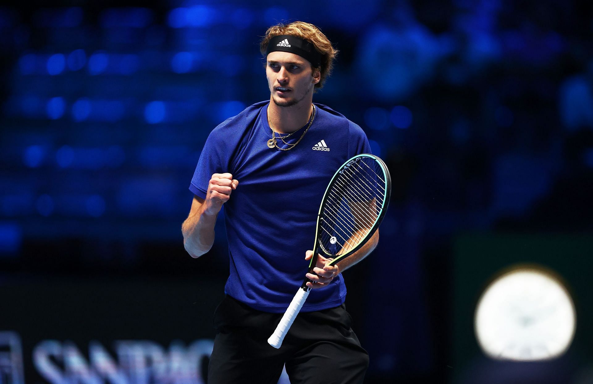 Alexander Zverev in action at the 2021 Nitto ATP World Tour Finals