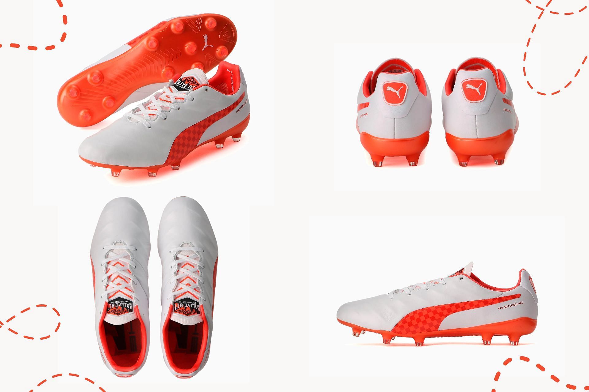 Newly released Puma King Platinum 21 Rallye football boots which honor the Porsche 911&rsquo;s motorsport legacy (Image via Sportskeeda)