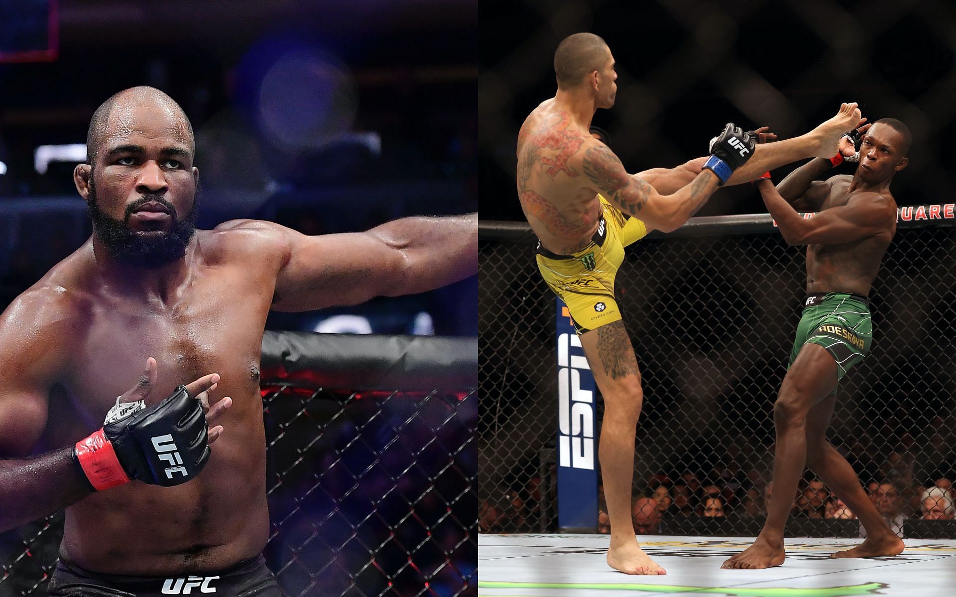 Corey Anderson (left) Israel Adesanya vs. Alex Pereira at UFC 281 (right) [Image Courtesy: Getty Images]