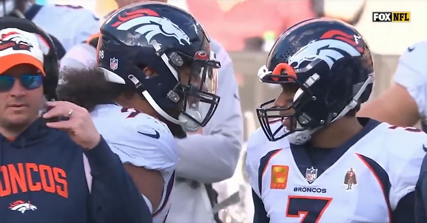 Broncos QB Russell Wilson confronted by heated DL Mike Purcell during loss  to Panthers, reaching new season low