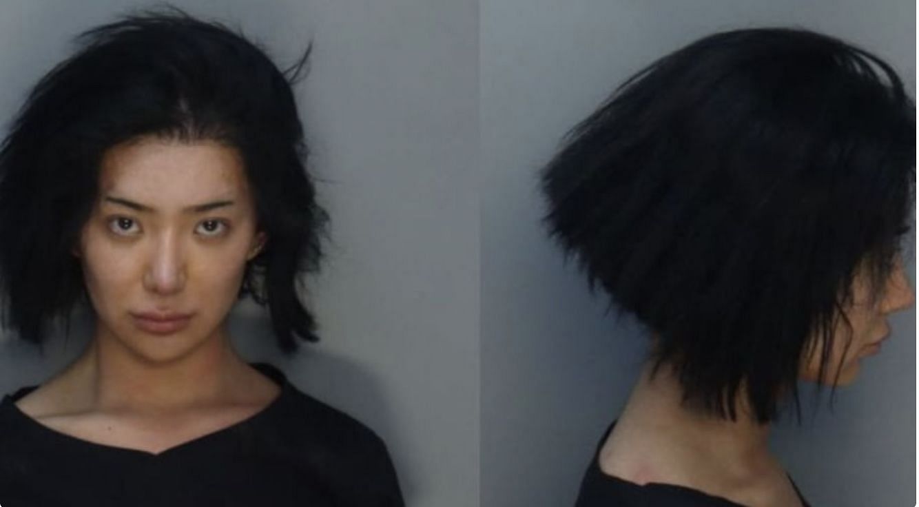 Nikita Dragun was arrested after creating a ruckus in a Miami hotel and spraying water on a police officer and hotel security staff. (image via Miami Dade Corrections and Rehabilitation)