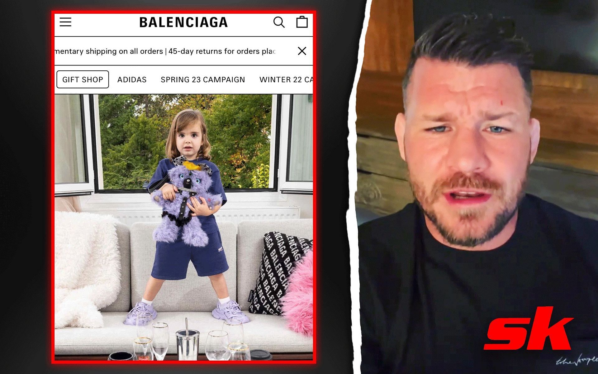 Balenciaga teddy bear bag ad (Left), Michael Bisping (Right) [Image courtesy: @shoeOnhead on Twitter, @mikebisping on Instagram]