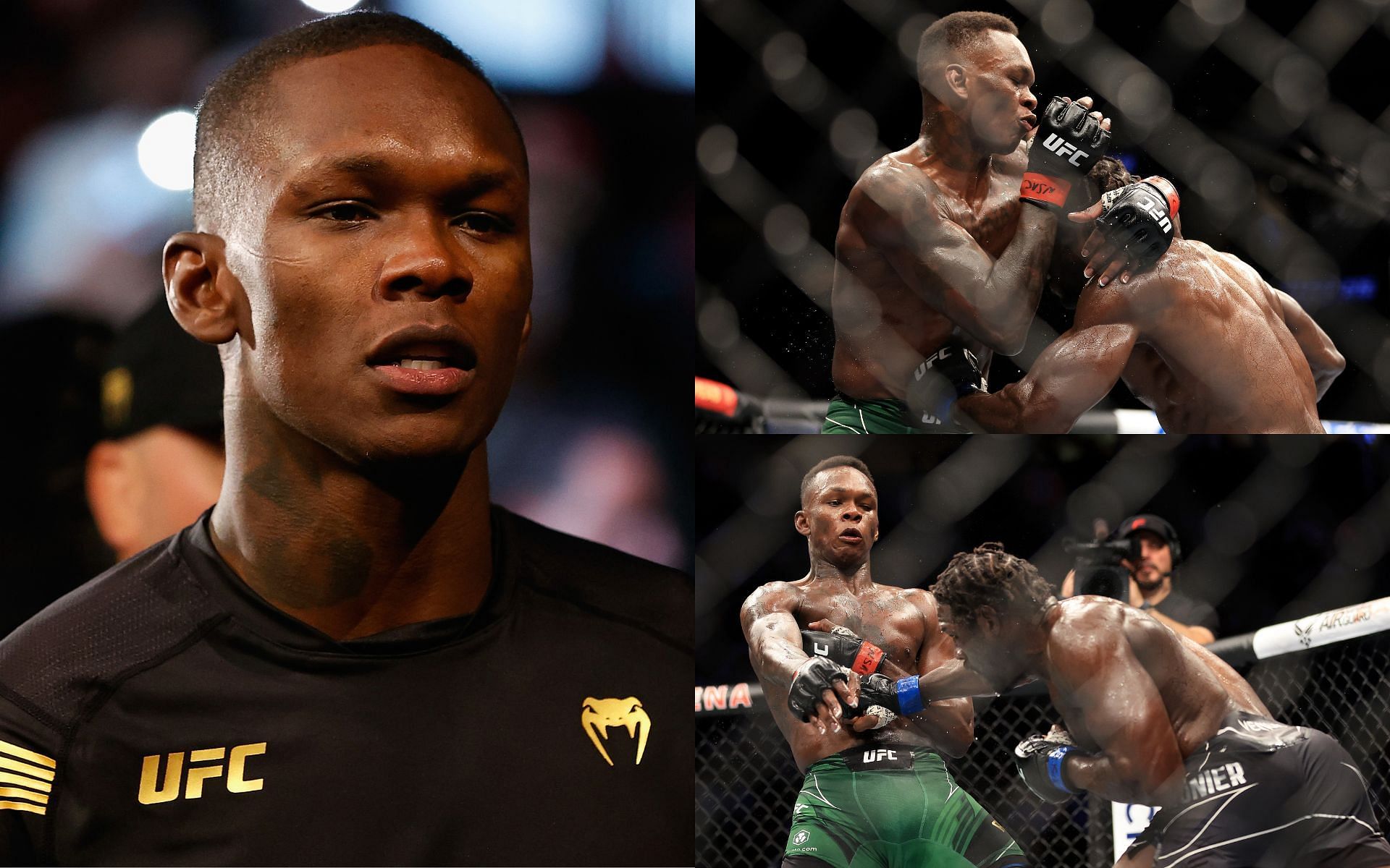 Israel Adesanya (Left); Adesanya vs. Cannonier (Top and Bottom Right)