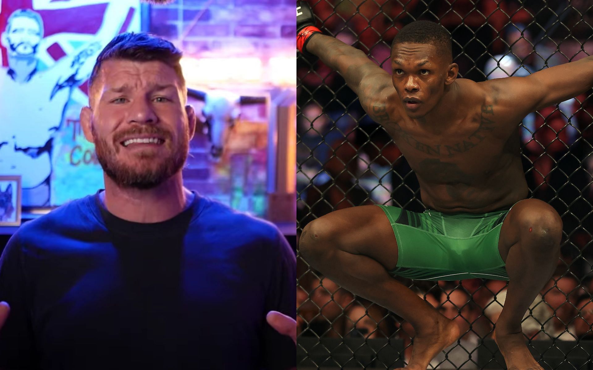 Michael Bisping (left), Israel Adesanya (right) [Image courtesy of Michael Bisping on YouTube]