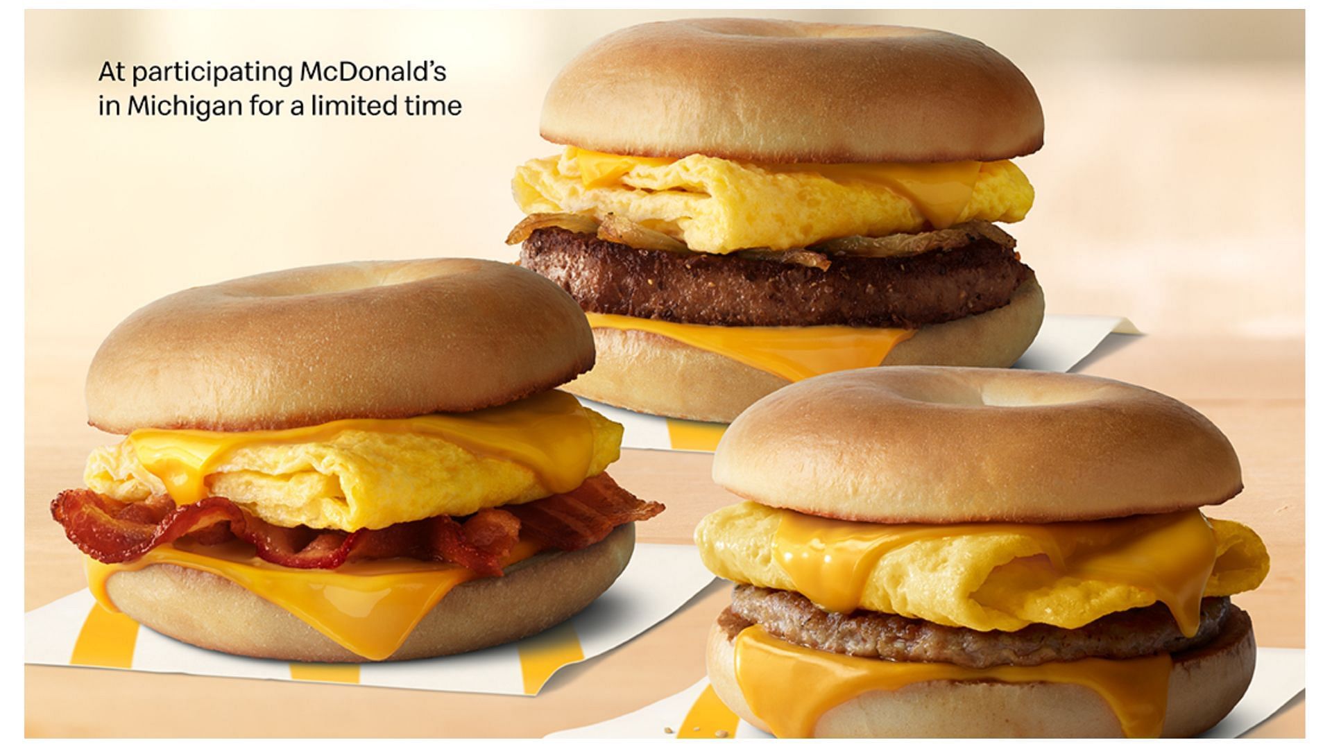 Promotional image for the return of the breakfast bagels (Image via McDonald&rsquo;s)