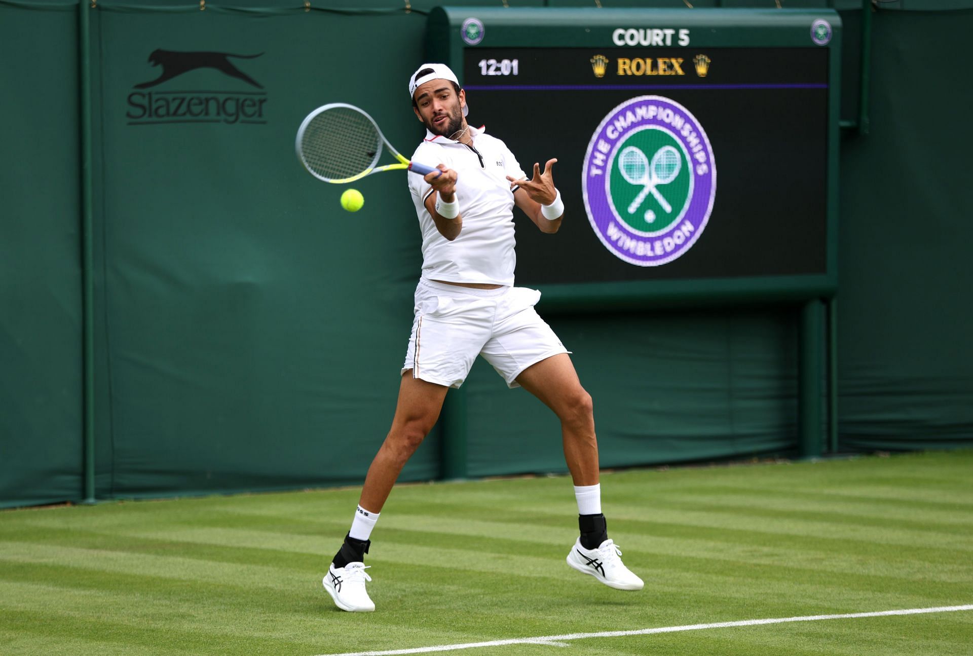 Matteo Berrettini in action at the 2022 Wimbledon Championships.