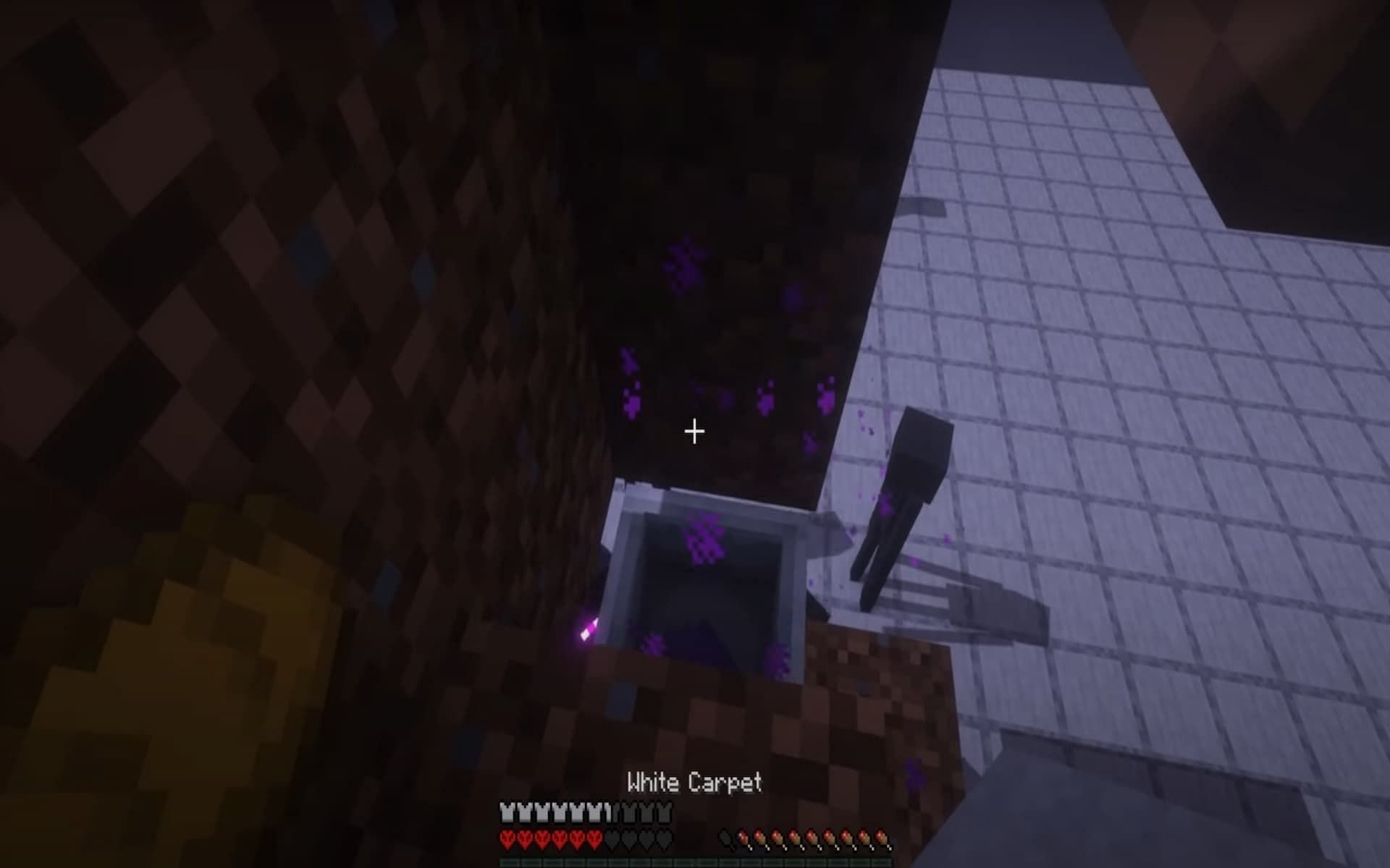 Dig away the dirt, so the minecart falls on the carpet (Image via YouTube/Moretingz)