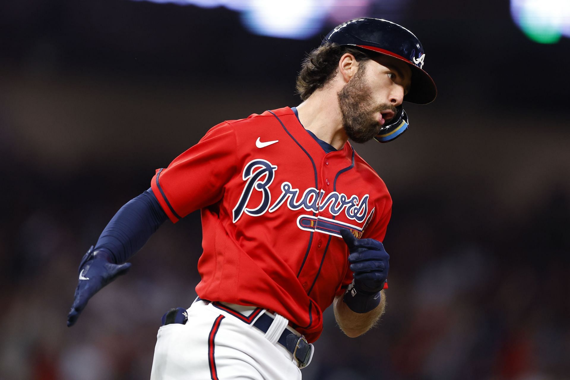 Dansby Swanson of the Atlanta Braves in action against the New York