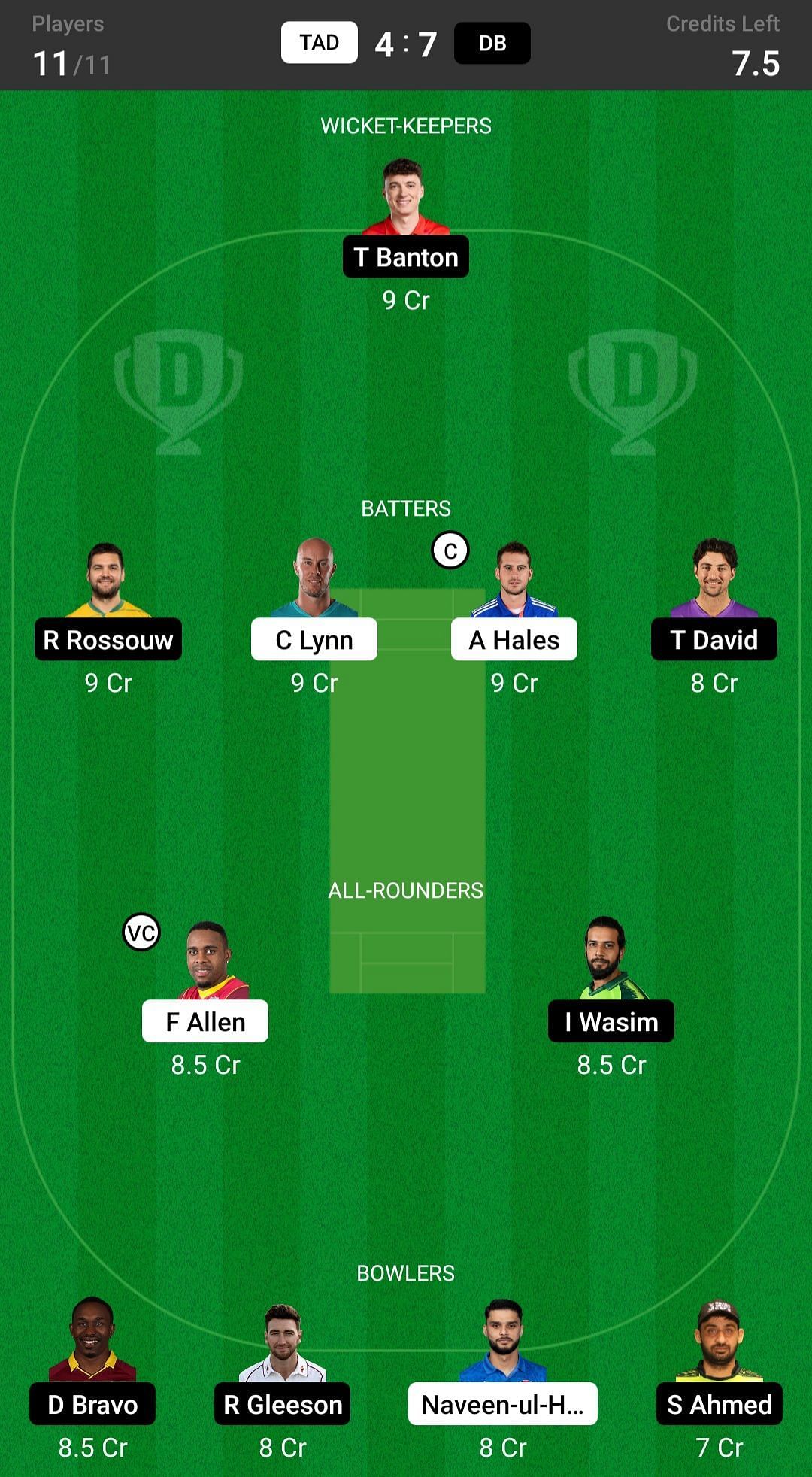 DB vs TAD Dream11 Prediction: Fantasy Cricket Tips, Today's Playing XIs ...