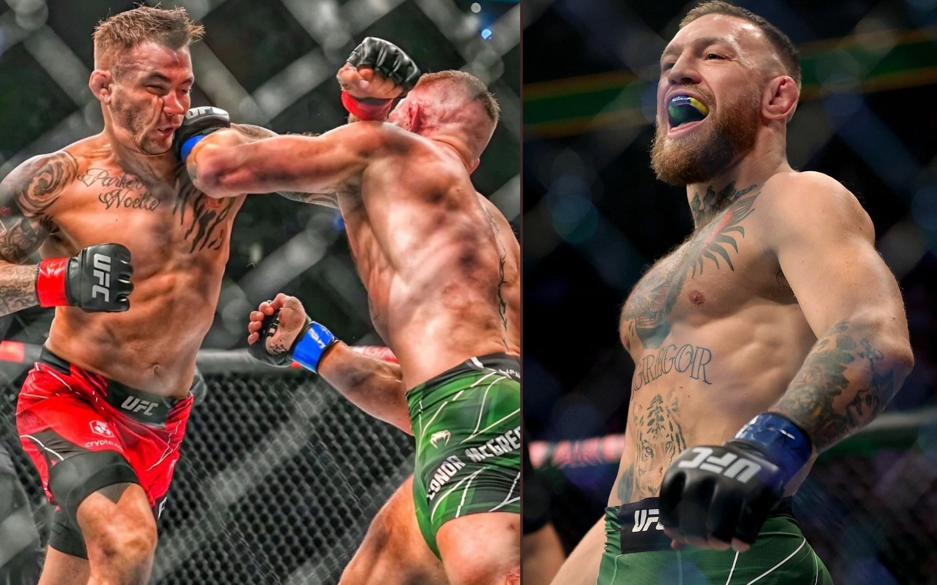 Dustin Poirier (left), Conor McGregor (right) [Image courtesy of @thenotoriousmma on Twitter]