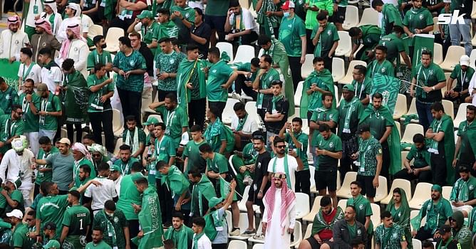 Saudi Arabia fans make their way to clash against Lionel Messi's Argentina with giant horse and banners (WATCH)