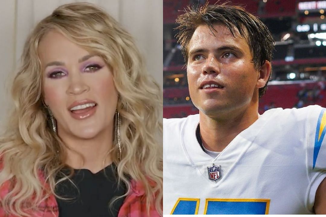 Country superstar Carrie Underwood (l) and Chargers kicker Cameron Dicker (r)