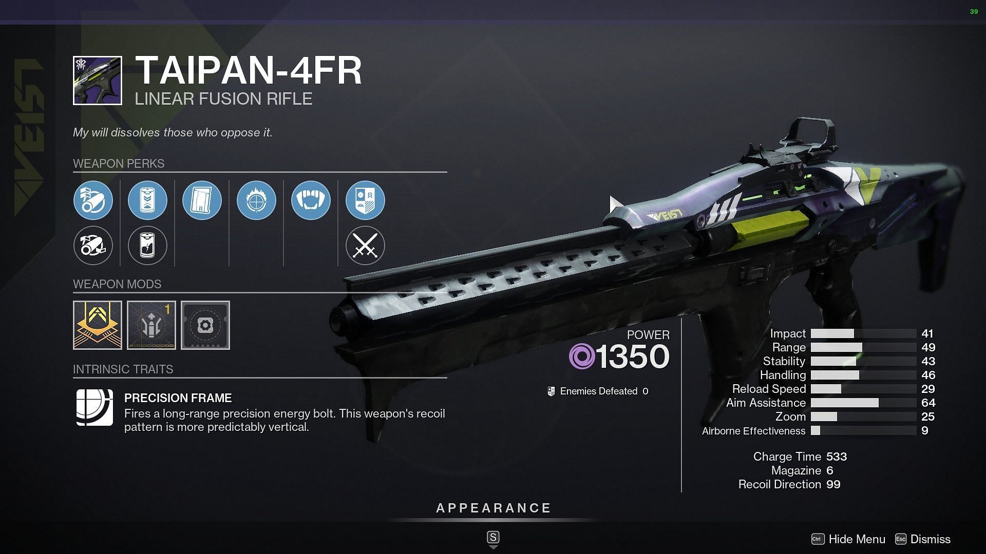 Taipan-4FR from Banshee this week (Image via Destiny 2)