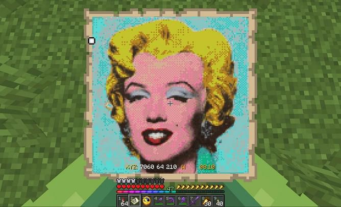 Minecraft player creates impressive map art featuring famous Marylin Monroe painting