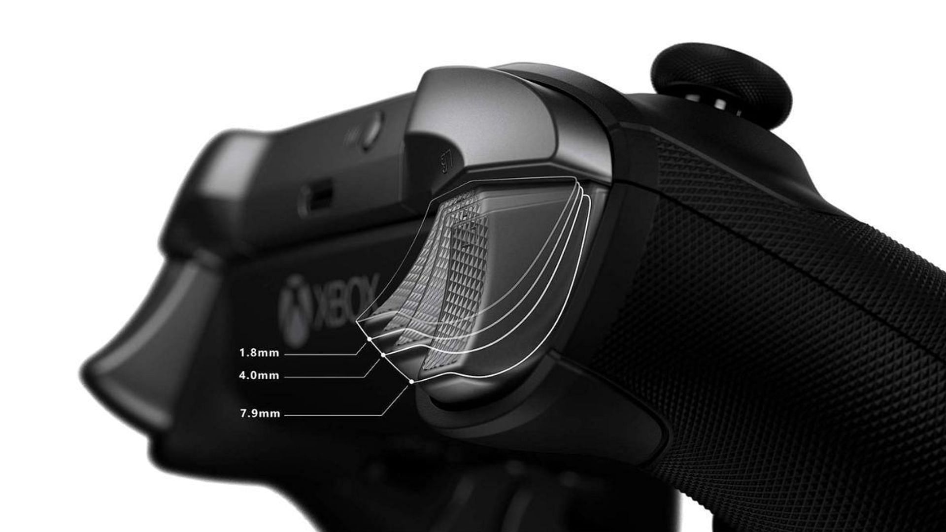 The adjustable shorter hair trigger locks on the Xbox Elite Wireless Series 2 controller (Image via Microsoft)