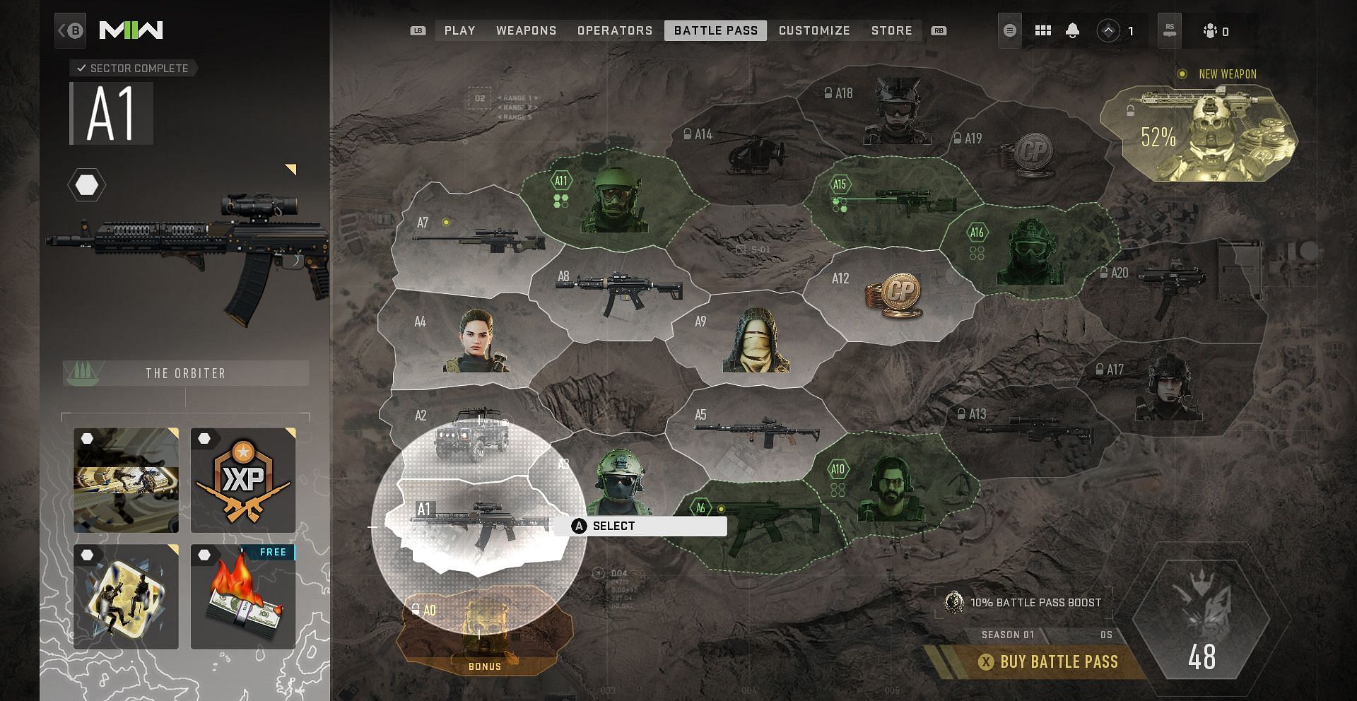 The new Modern Warfare 2 and Warzone 2 Battle Pass system showing all Sectors (Image via Activision)
