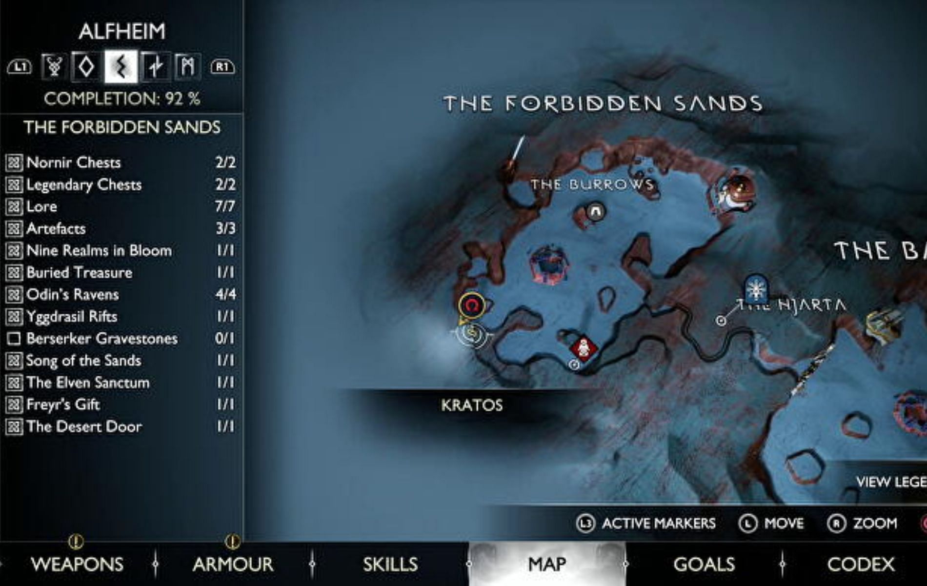 The first Nornir Chest of Forbidden Sands region lies in the southernmost tip of the region (Image via Santa Monica Studio)