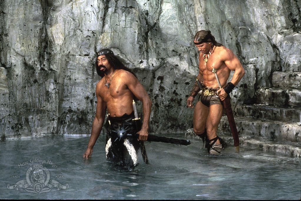 NBA legend Wilt Chamberlain (left) in the movie "Conan the Destroyer" [Source: IMDb]