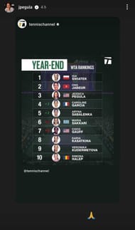 Jessica Pegula's Instagram story