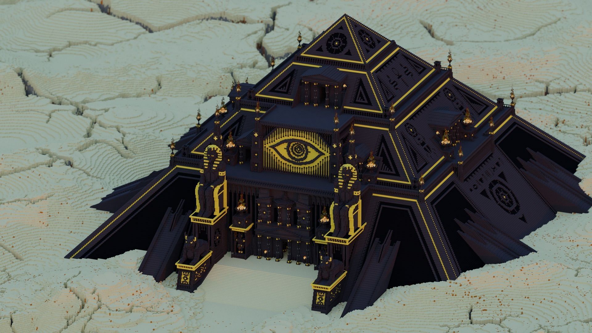 A renovated desert pyramid with a much more sinister appearance (Image via u/TrixyBlox-Oscip/Reddit)