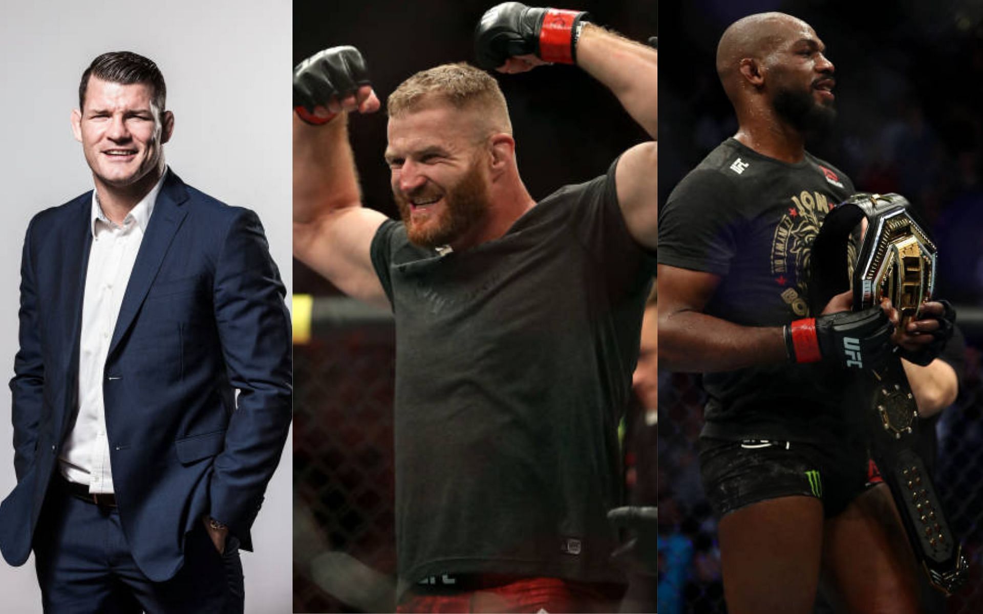 From left to right: Michael Bisping, Jan Blachowicz, Jon Jones