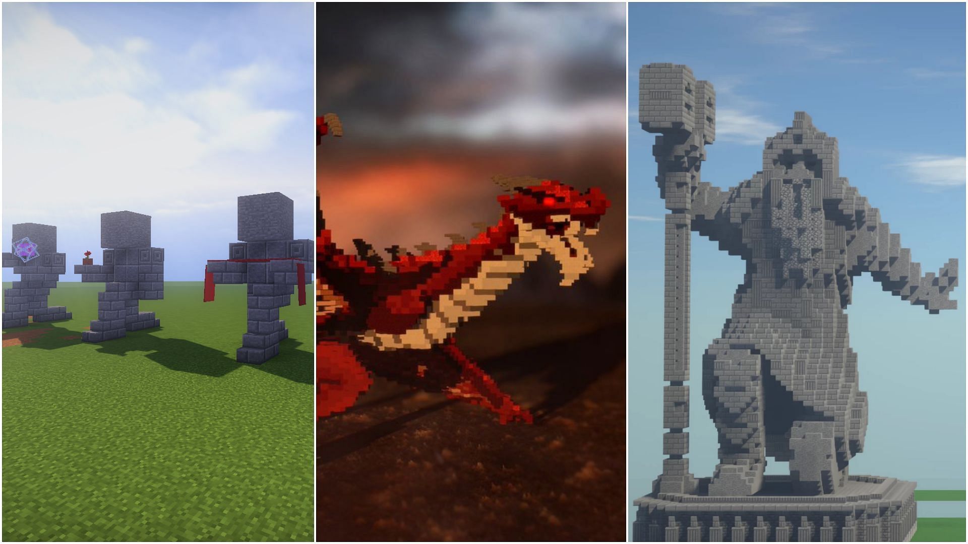There are innumerable types of statues that can be built in Minecraft (Image via Sportskeeda)