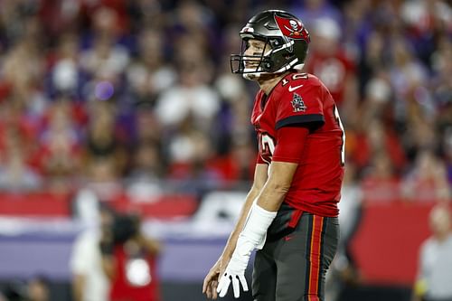 Tom Brady at the Baltimore Ravens v Tampa Bay Buccaneers game