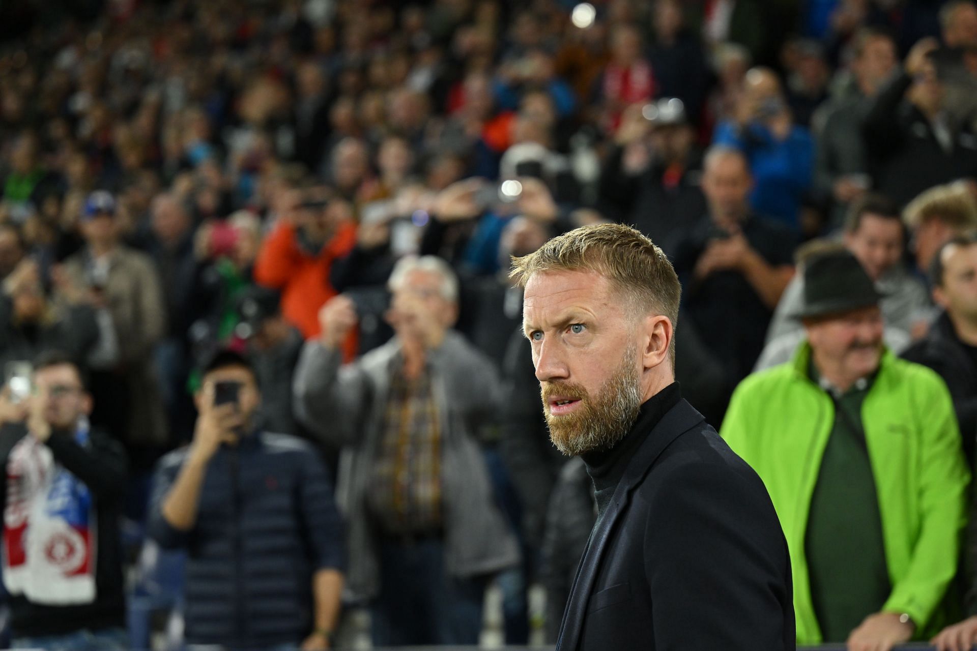 Blues manager Graham Potter looks on