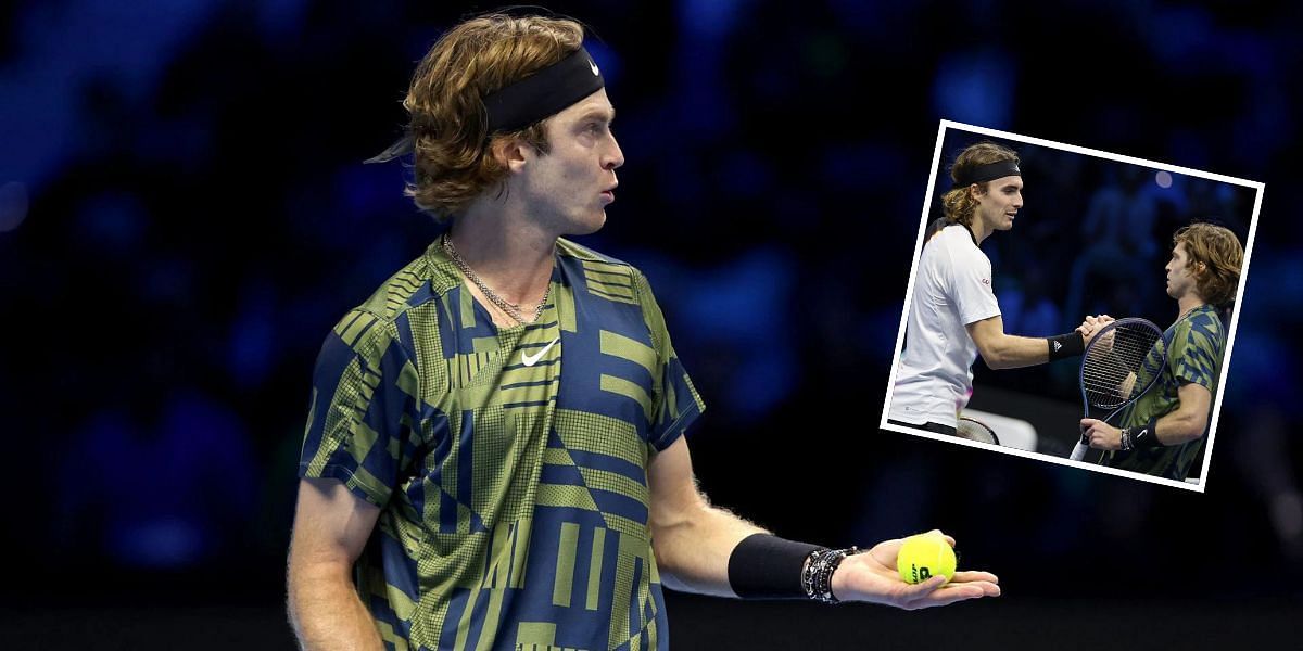 Andrey Rublev and Stefanos Tsitsipas at the 2022 ATP Finals.