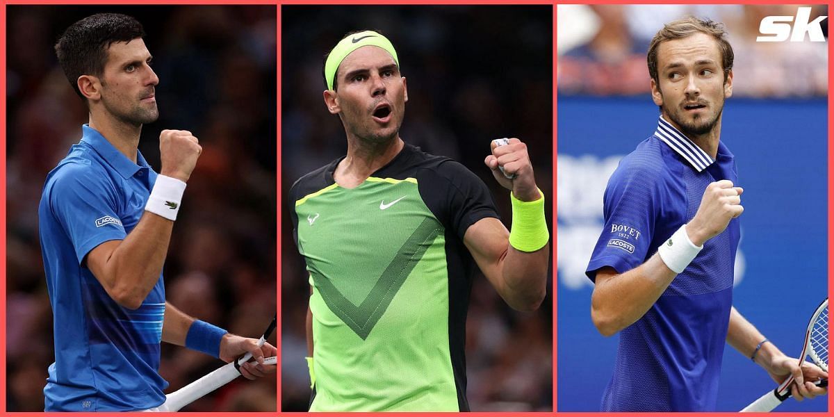 (From L) Novak Djokovic, Rafael Nadal, and Daniil Medvedev.