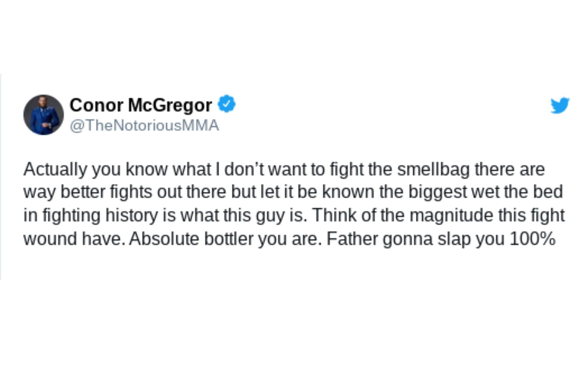 Conor McGregor&#039;s tweet