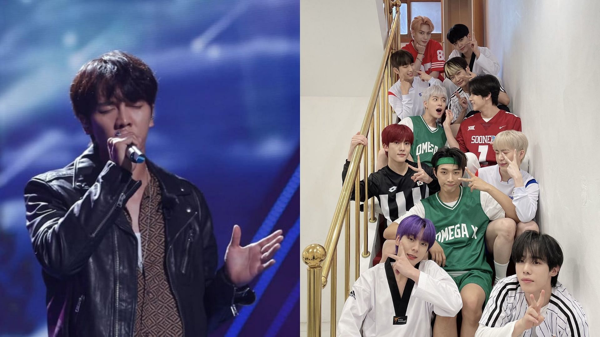 Lee Seung-gi and OMEGA X are two K-pop idols who spoke out about their mistreatment by agencies. (Images via Twitter/ @Spain_Kpop_ and @nflyingrl)