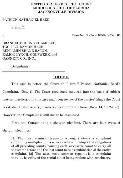 What happened to Patrick Reed s $750 million defamation lawsuit?