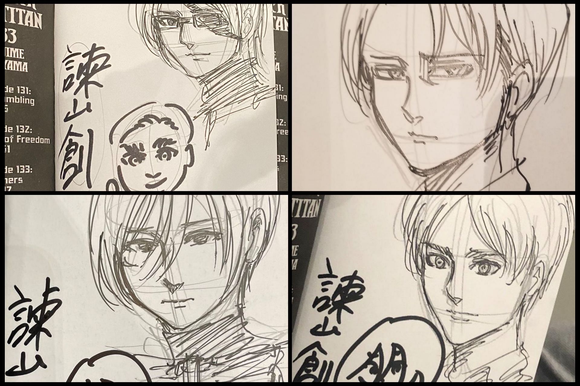 Isayama&#039;s drawings for fans during the convention (Image via Sportskeeda)