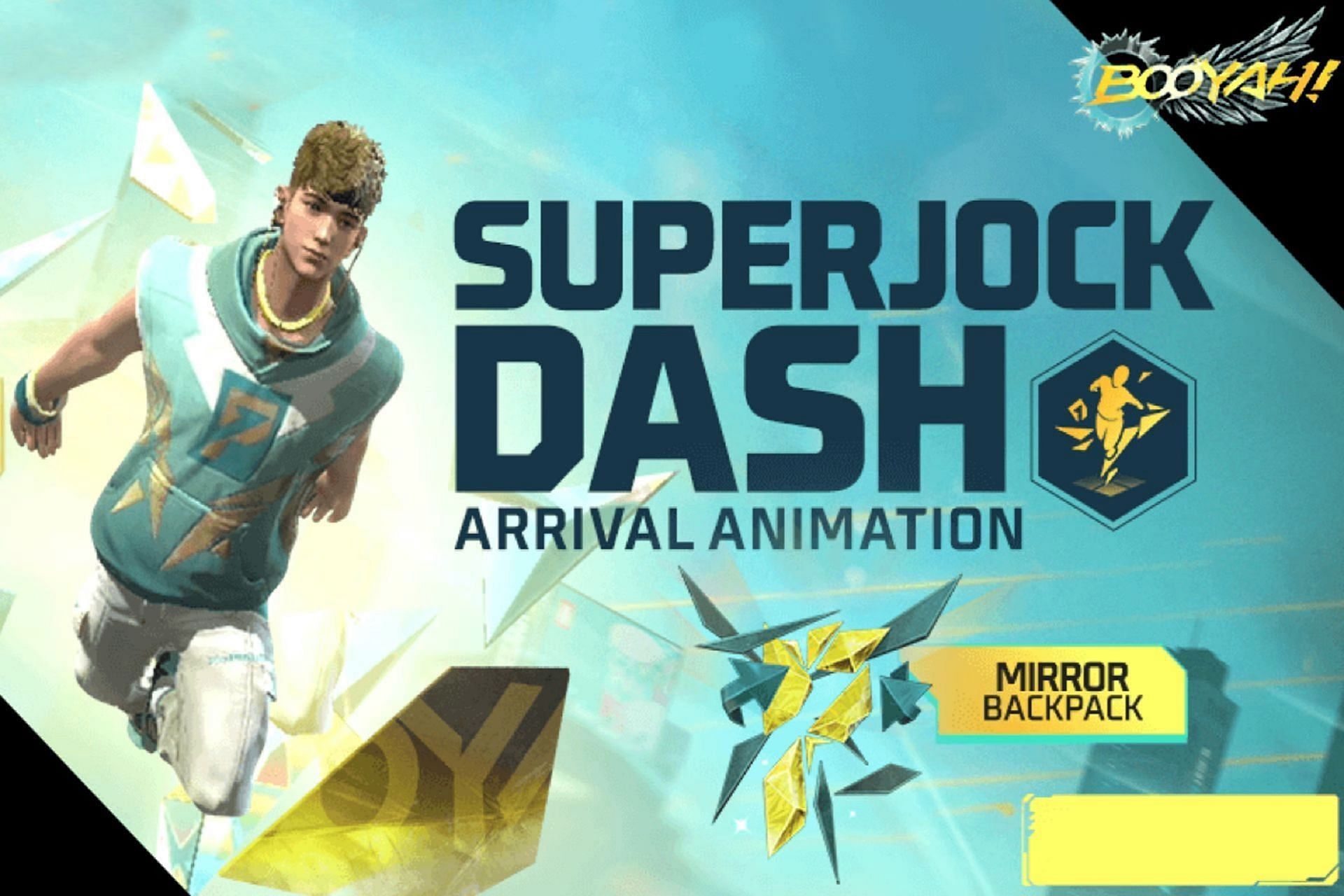 Superjock Dash arrival एनीमेशन और Mirror बैकपैक (Image via Garena)