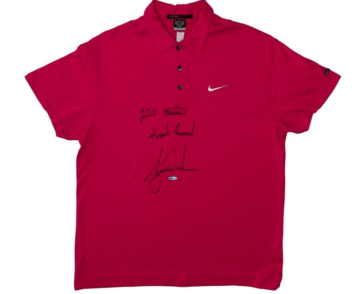 Tiger Woods&#039; red shirt for auction (Image via Golf Digest)