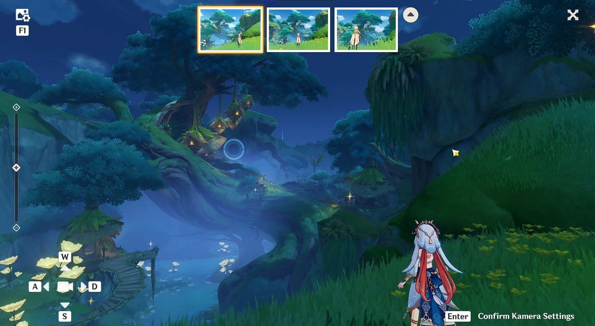 A small white circle can be seen near the tree houses (Image via HoYoverse)