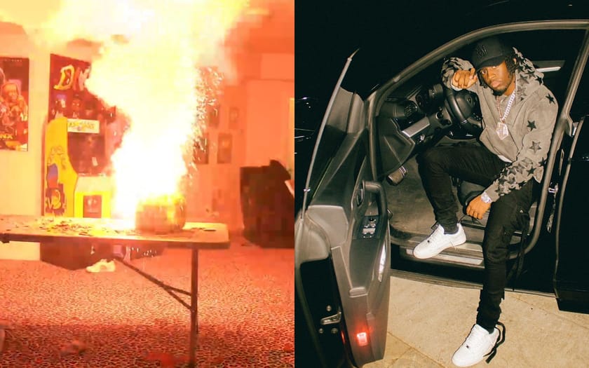 Kai Cenat panics after lighting fireworks inside his house, gets