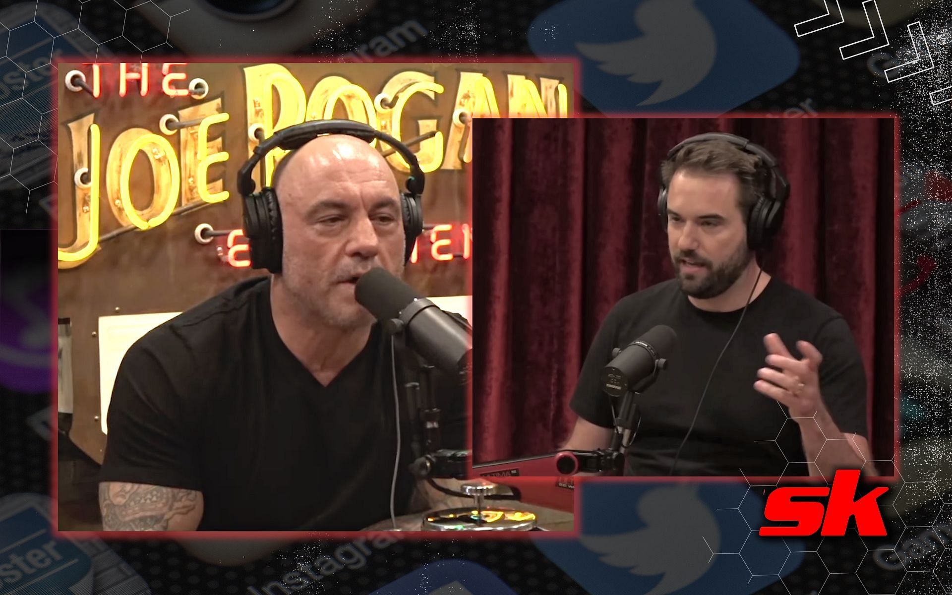 Joe Rogan and Chris Best discuss Twitter and the social media business model. [Image credits: Youtube/ThePowerfulJRE.]